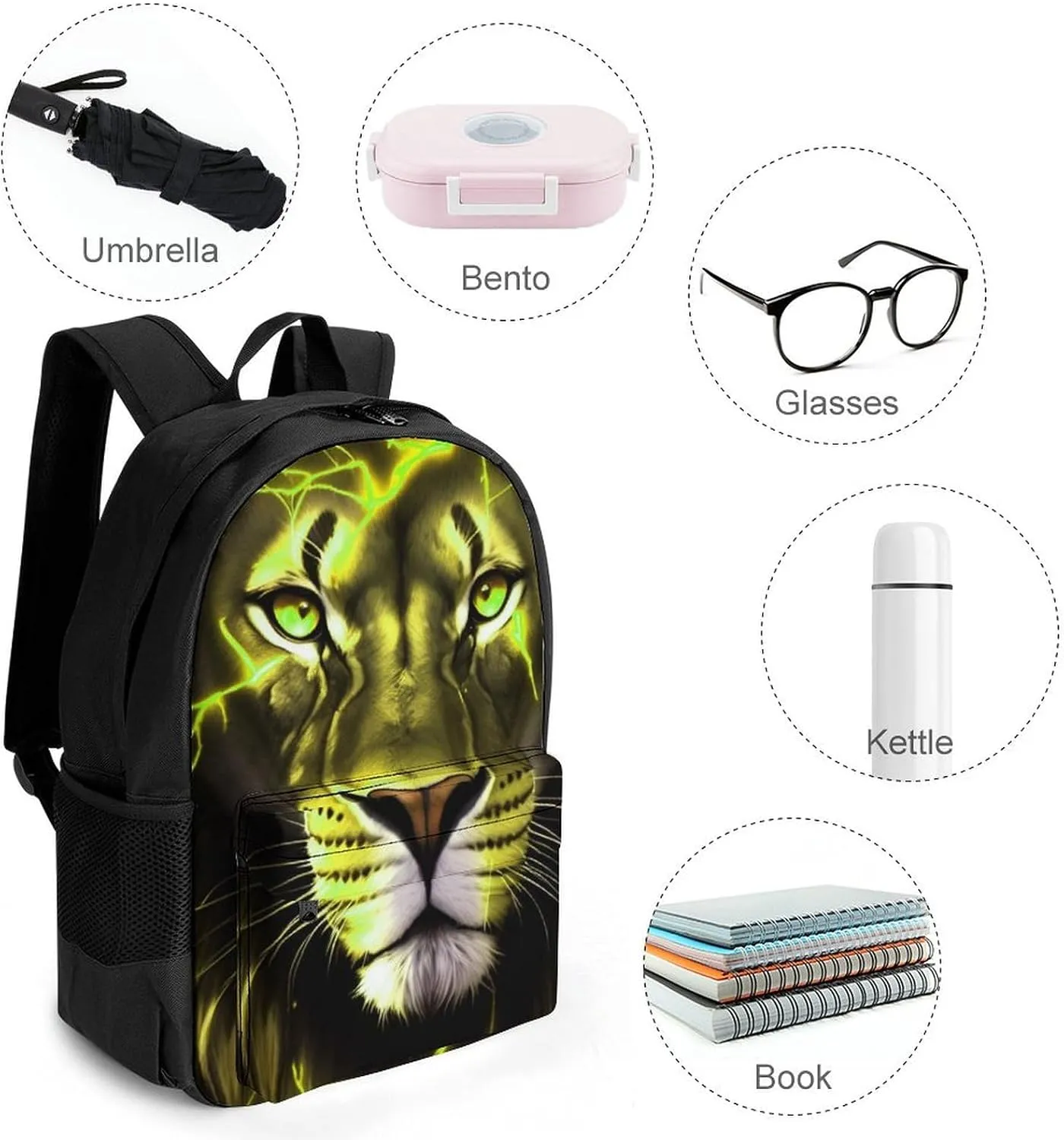 Casual Daypack Multipurpose Anti-Theft Large Capacity Carry On Bag - Lion King Gold Lighting Art Casual Daypack Climbing Shoulder Bag With Padded Straps