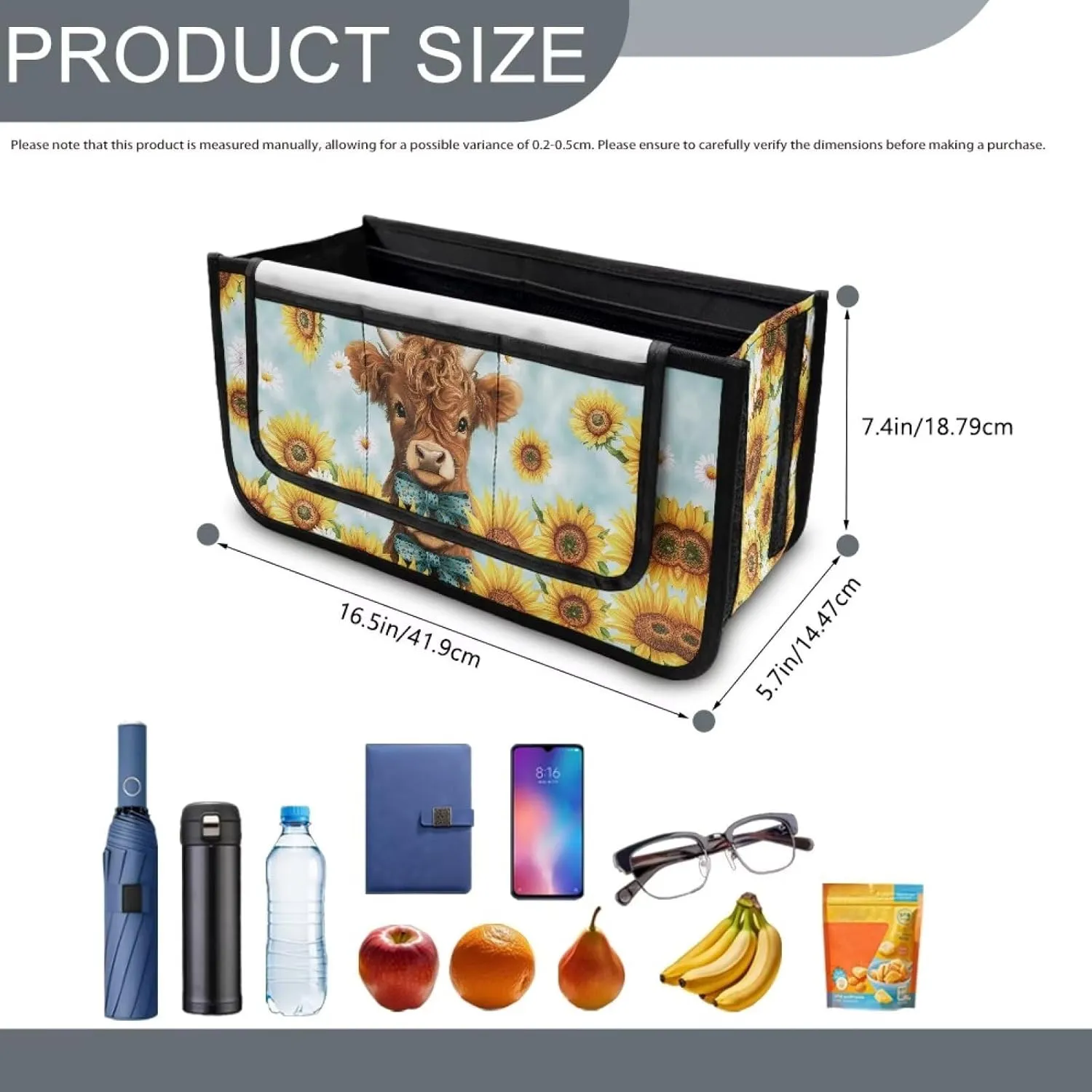 Cattle Cow Sunflower Rollator Bag Folding Bag Tote Organizer Pouch Storage to Walkers for Senoirs Walker Accessories for Elderly Senior