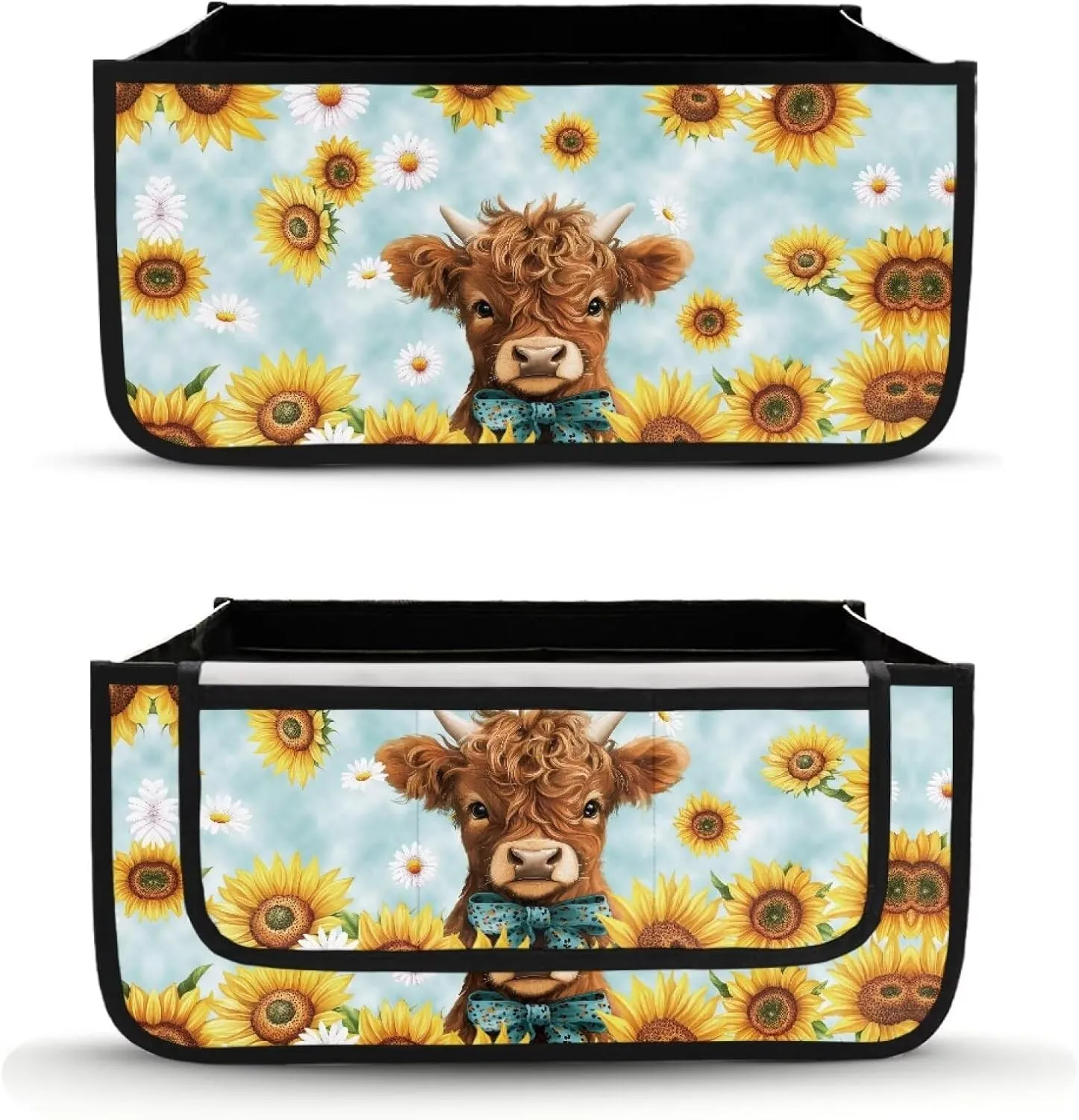 Cattle Cow Sunflower Rollator Bag Folding Bag Tote Organizer Pouch Storage to Walkers for Senoirs Walker Accessories for Elderly Senior