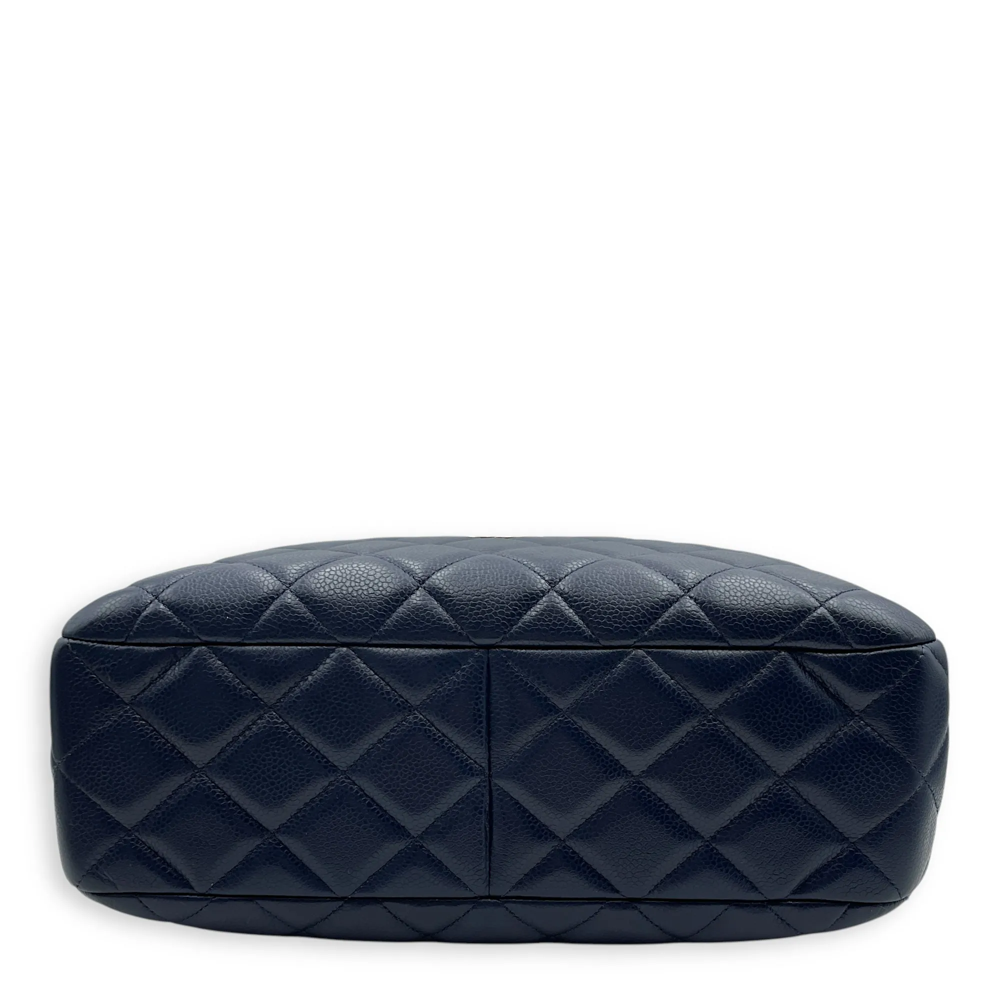 Cc Quilted Camera Bag 30x22x9cm Navy Blue Shoulder Bag in Caviar Leather, Silver hardware