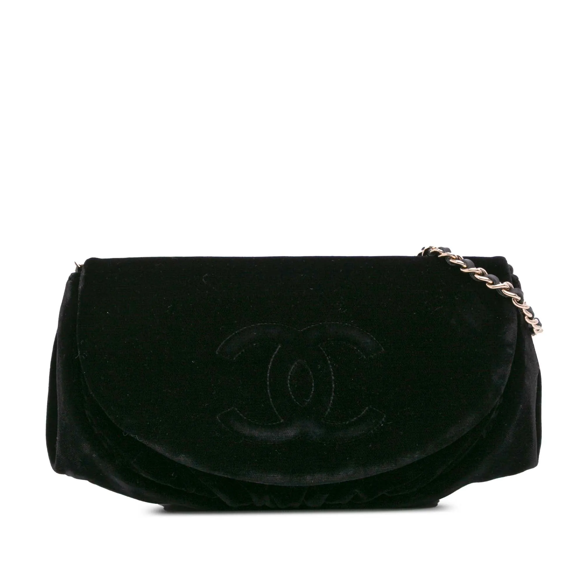 CC Velvet Half Moon Wallet on Chain