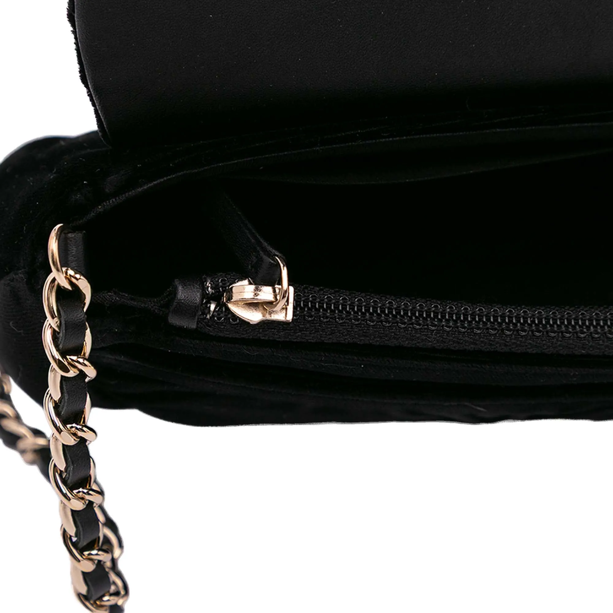 CC Velvet Half Moon Wallet on Chain