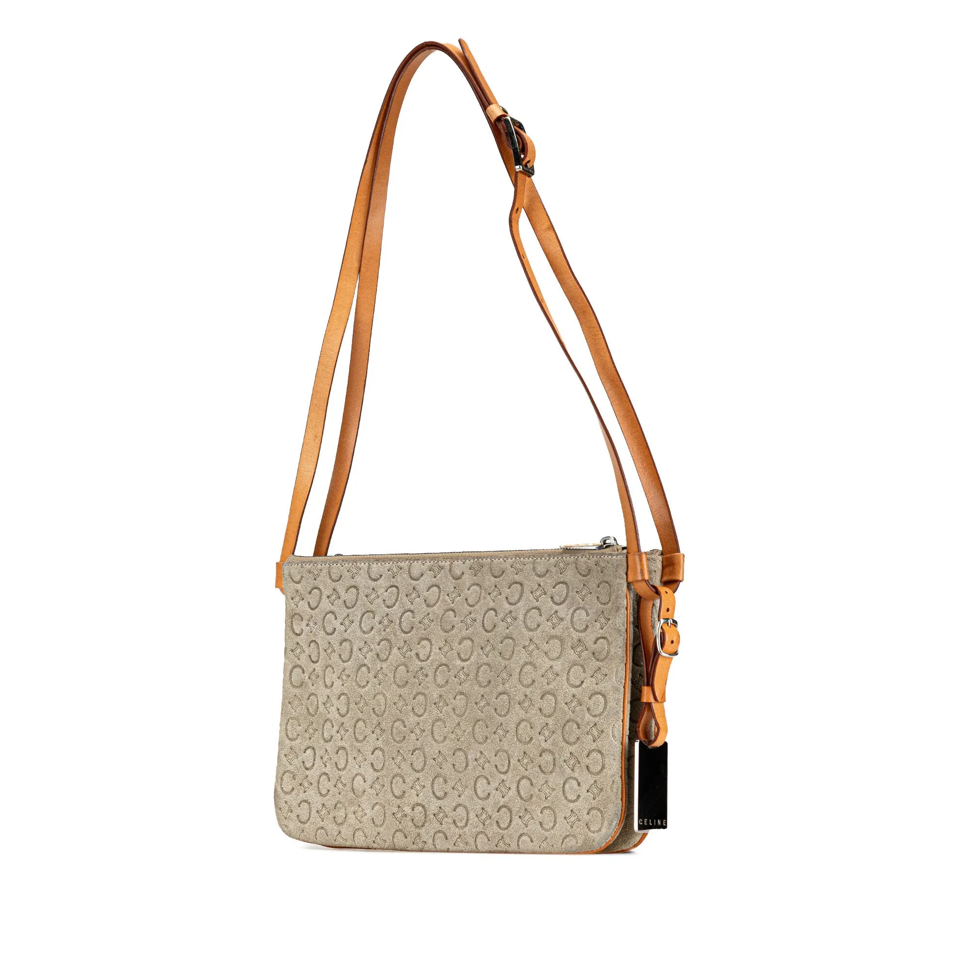 Celine C Macadam Suede Double Zip Crossbody