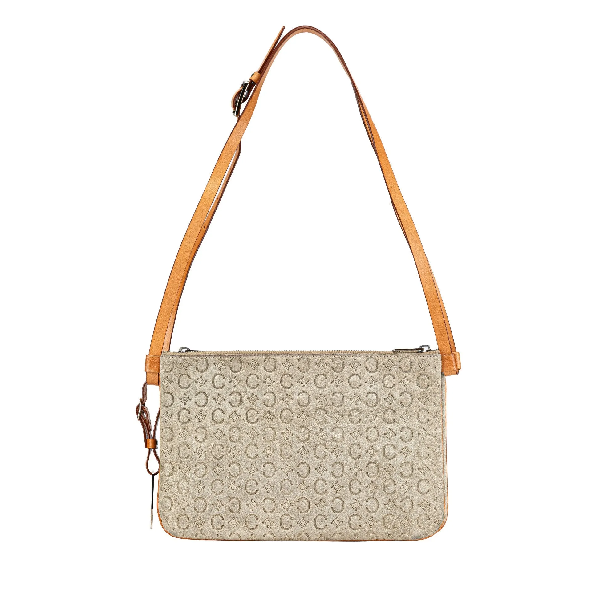 Celine C Macadam Suede Double Zip Crossbody