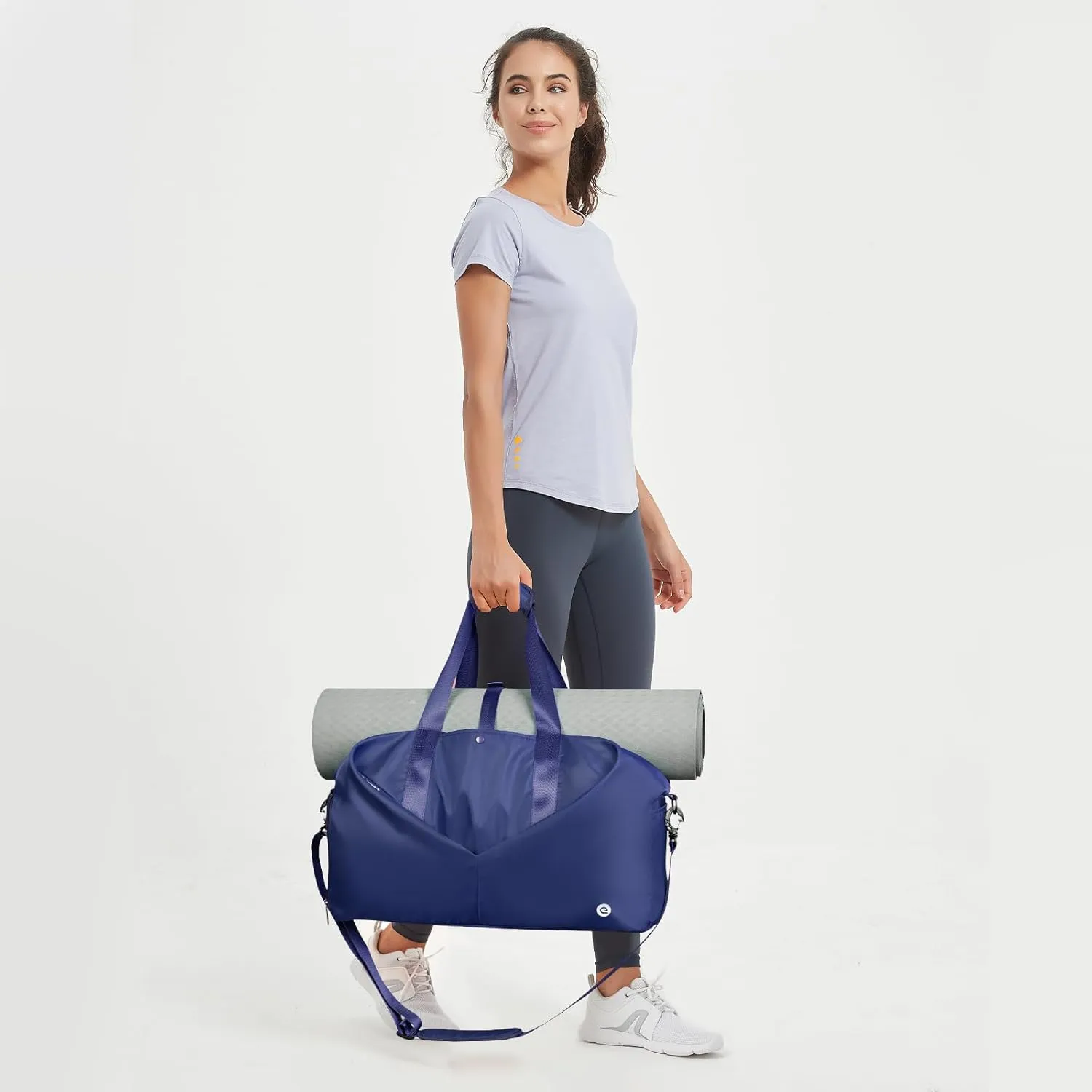 Ceneda Women's 20" Gym Duffel Bag with Wet Pocket & Shoe Compartment, Portable Overnight Weekender Travel Bag, Yoga Bag (Navy Blue)