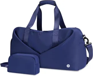 Ceneda Women's 20" Gym Duffel Bag with Wet Pocket & Shoe Compartment, Portable Overnight Weekender Travel Bag, Yoga Bag (Navy Blue)