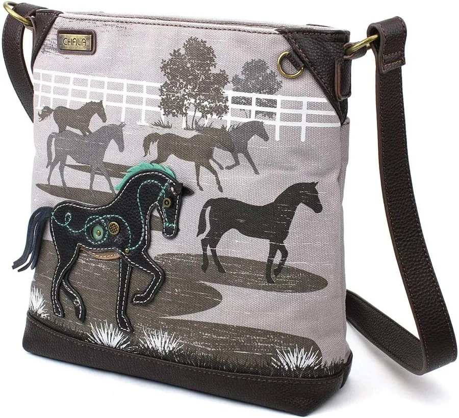 CHALA Canvas Crossbody Women Mid-Size Crossbody Shoulder Purse with Adjustable Strap