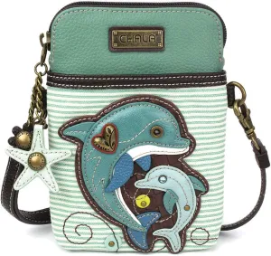 CHALA Cell Phone Crossbody Purse-Women PU Leather/Canvas Multicolor Handbag with Adjustable Strap