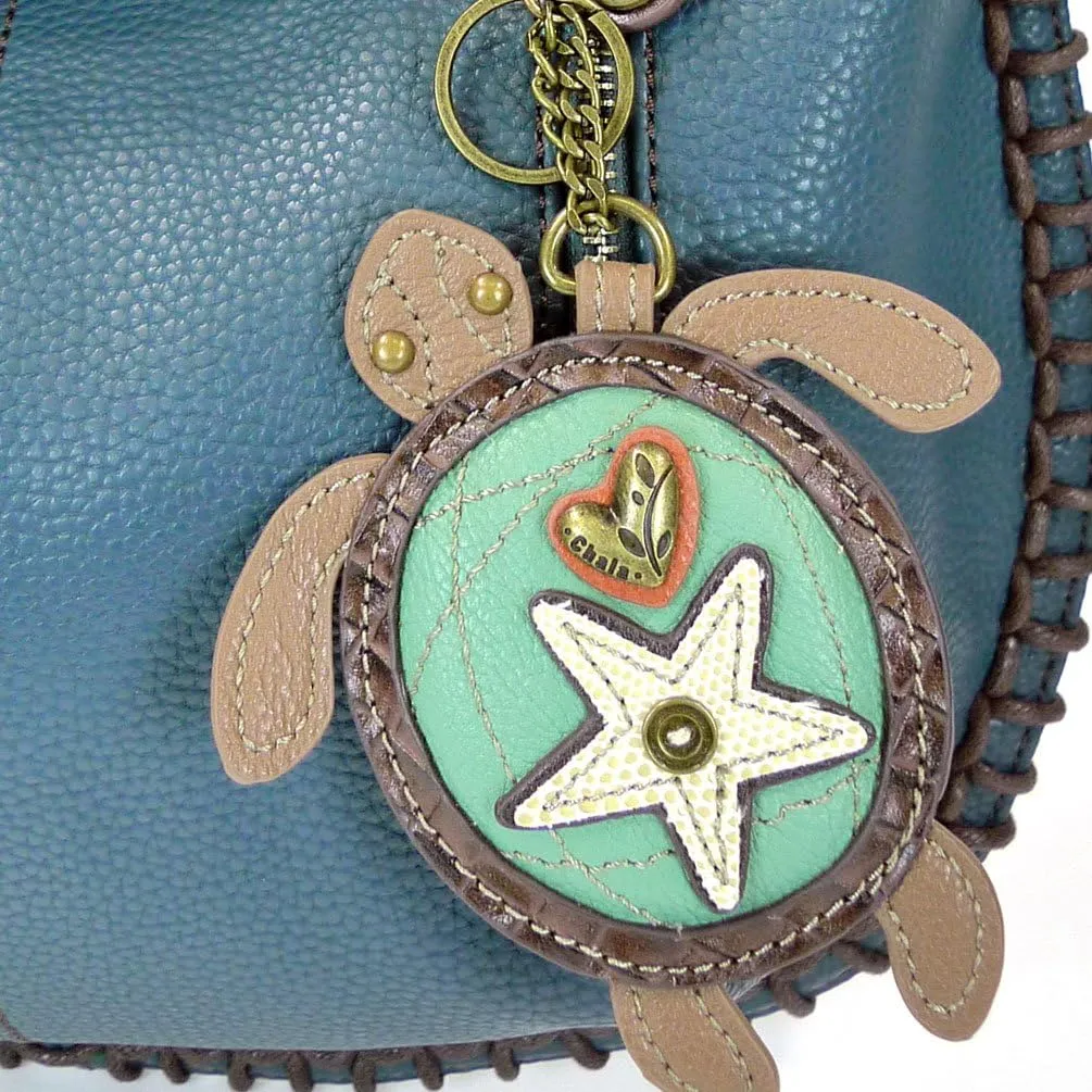 Chala Handbags, Casual Style, Soft, Large Shoulder or Crossbody Purse with Keyfob - Navy Blue