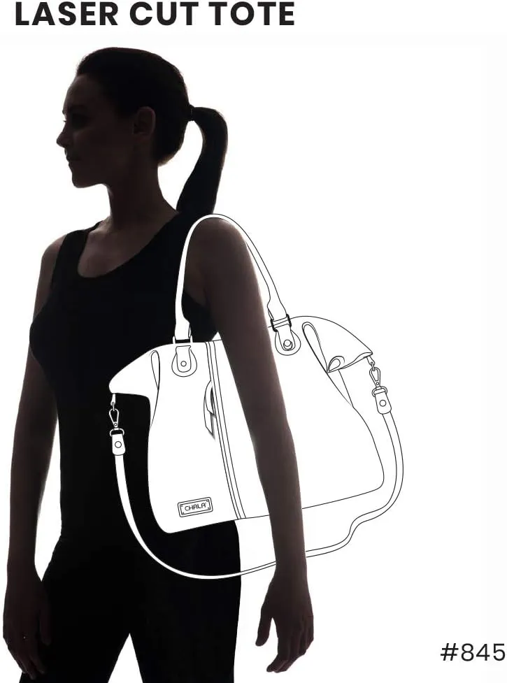 Chala Handbags, Casual Style, Soft, Large Shoulder or Crossbody Purse with Keyfob - Navy Blue