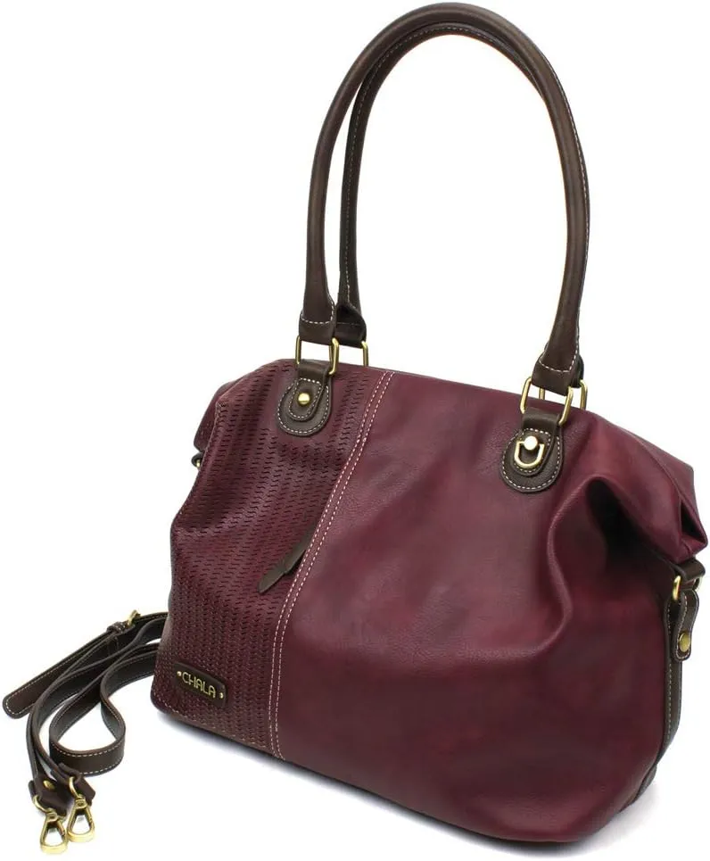 Chala Handbags, Casual Style, Soft, Large Shoulder or Crossbody Purse with Keyfob - Navy Blue