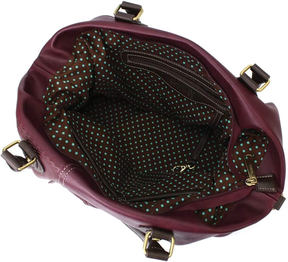 Chala Handbags, Casual Style, Soft, Large Shoulder or Crossbody Purse with Keyfob - Navy Blue