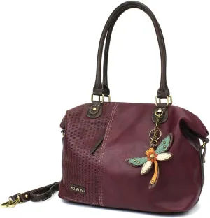 Chala Handbags, Casual Style, Soft, Large Shoulder or Crossbody Purse with Keyfob - Navy Blue