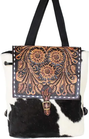 CHALLENGER Western Floral Tooled Smooth Leather Cowhide Women Bag 27FK83