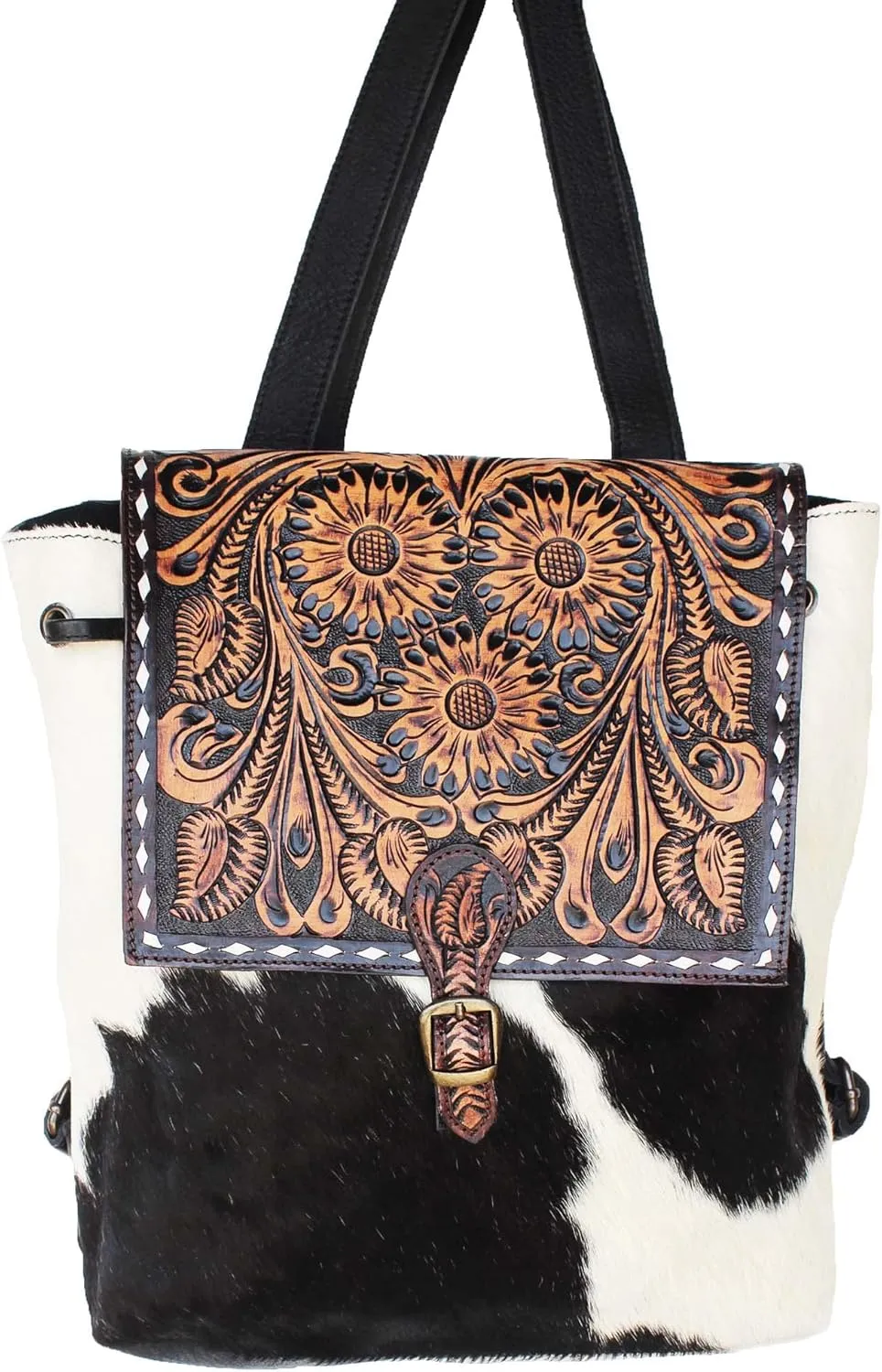CHALLENGER Western Floral Tooled Smooth Leather Cowhide Women Bag 27FK83