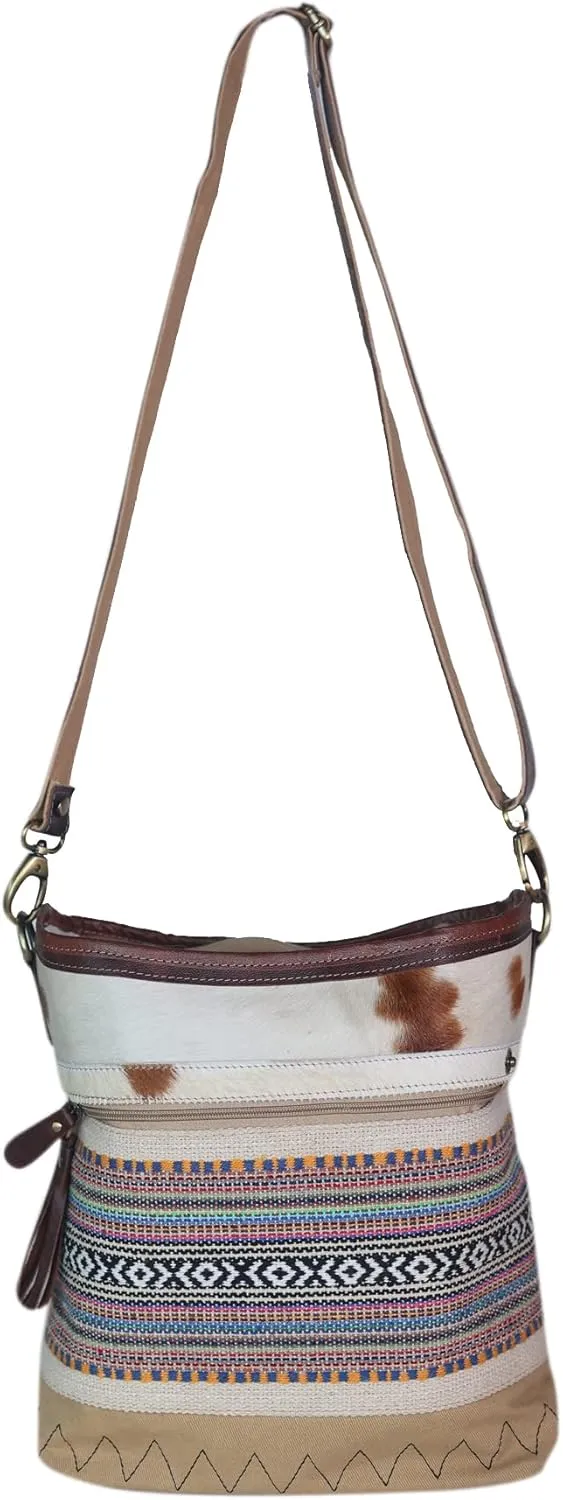 CHALLENGER Women Canvas Handwoven Brown Leather Handbag Tote Purse 17RT2116