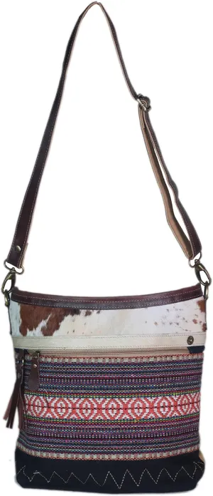 CHALLENGER Women Canvas Handwoven Brown Leather Handbag Tote Purse 17RT2116