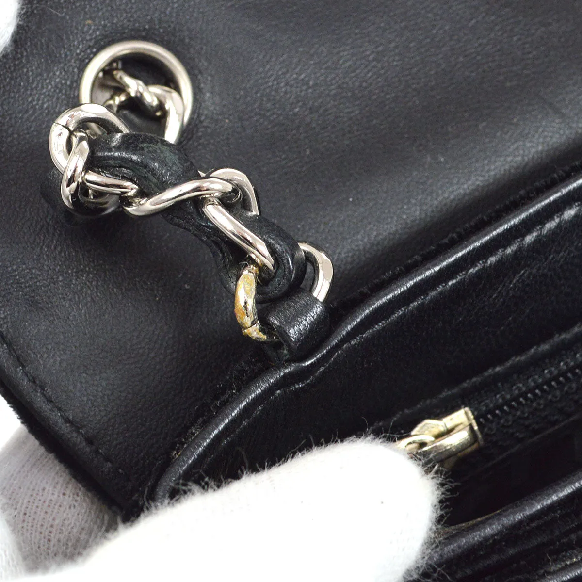 CHANEL 2005 Camelia Single Chain Shoulder Bag Black Velvet BT16815h