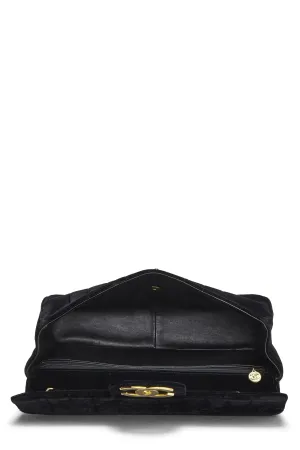 Chanel,  Black Vertical Velvet Half Flap Jumbo, Black