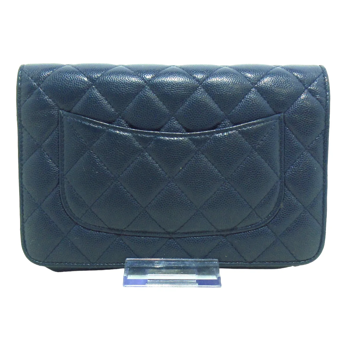 Chanel Navy Blue Caviar Wallet On Chain