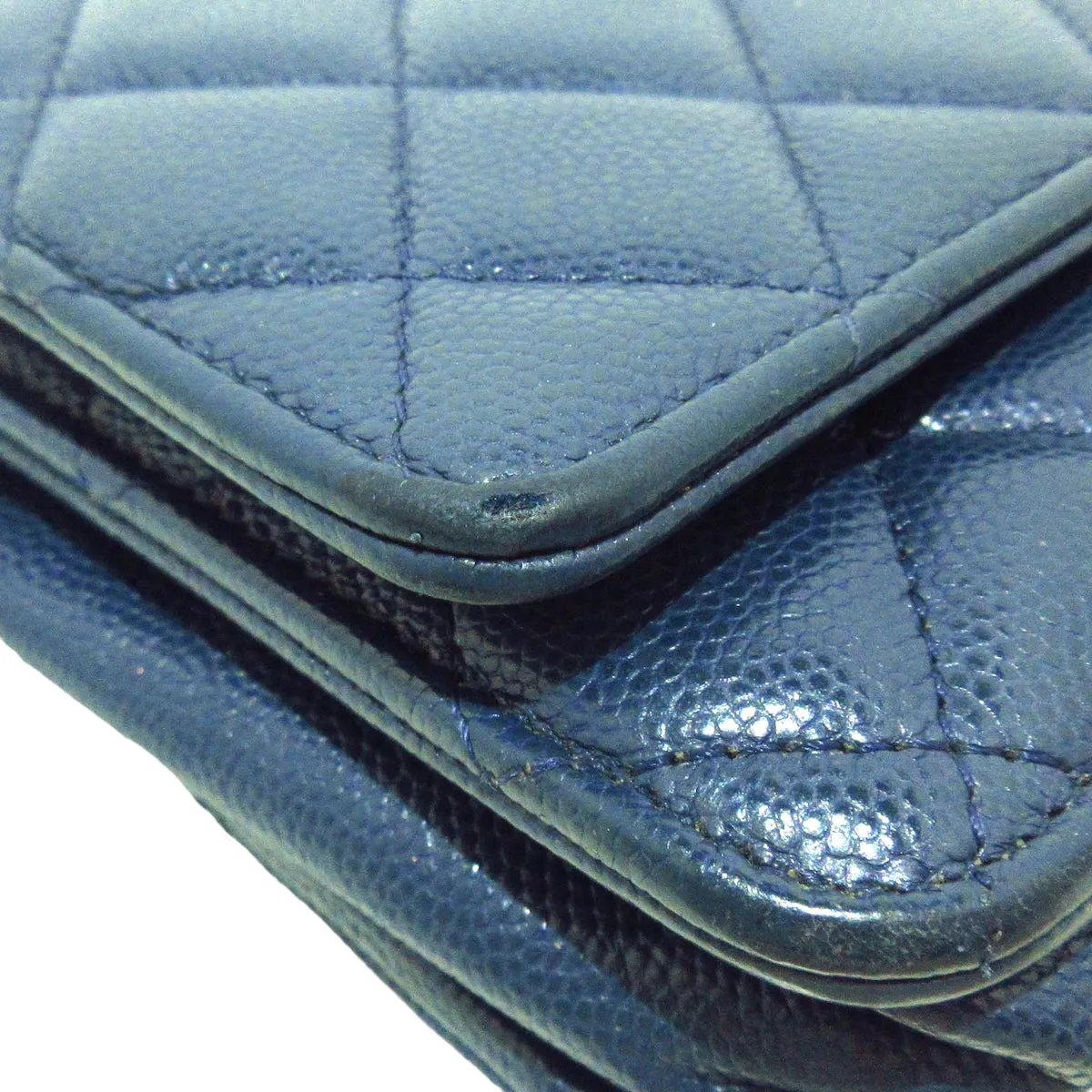 Chanel Navy Blue Caviar Wallet On Chain