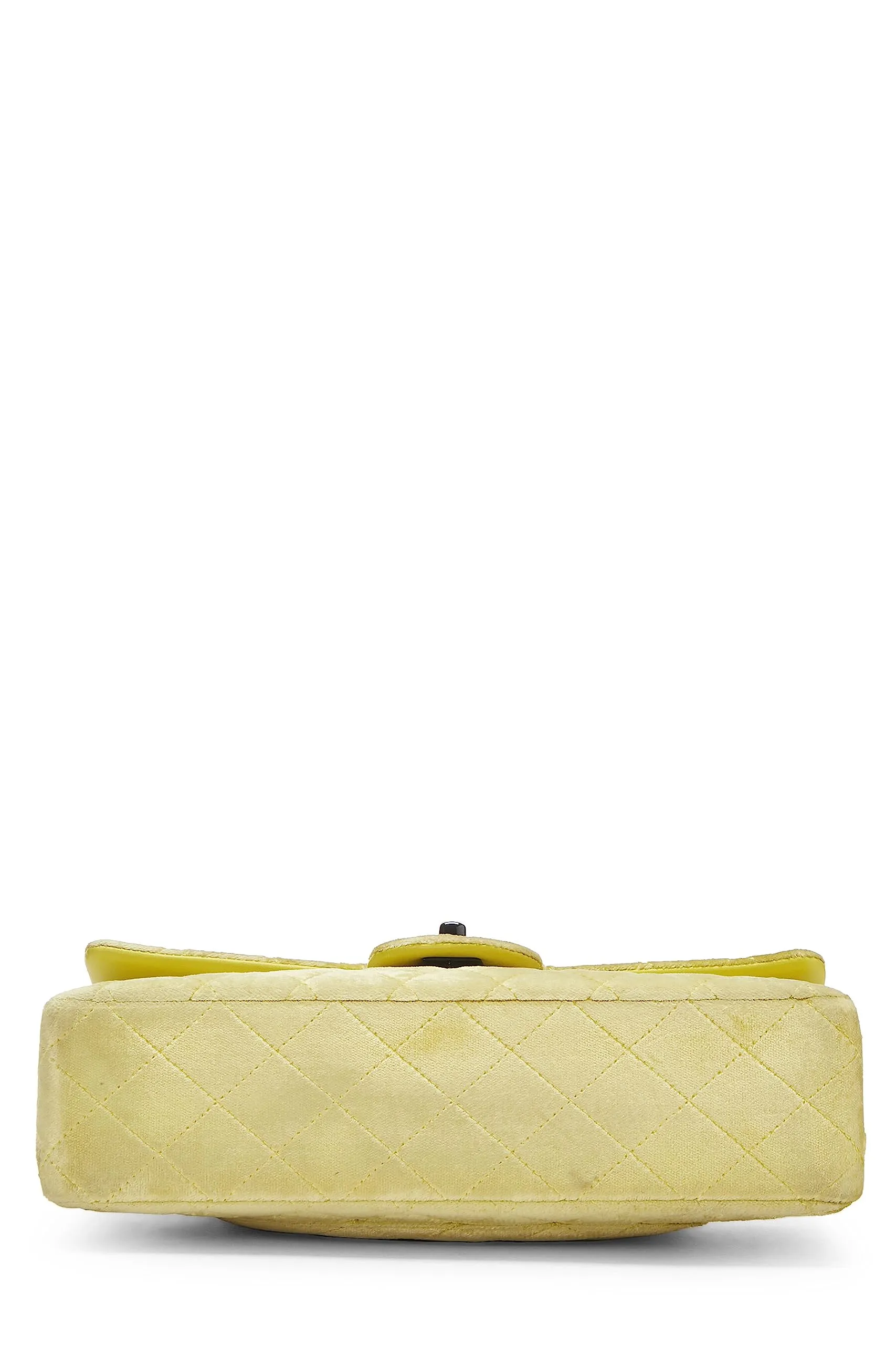 Chanel,  Yellow Quilted Velvet Classic Double Flap Small, Yellow