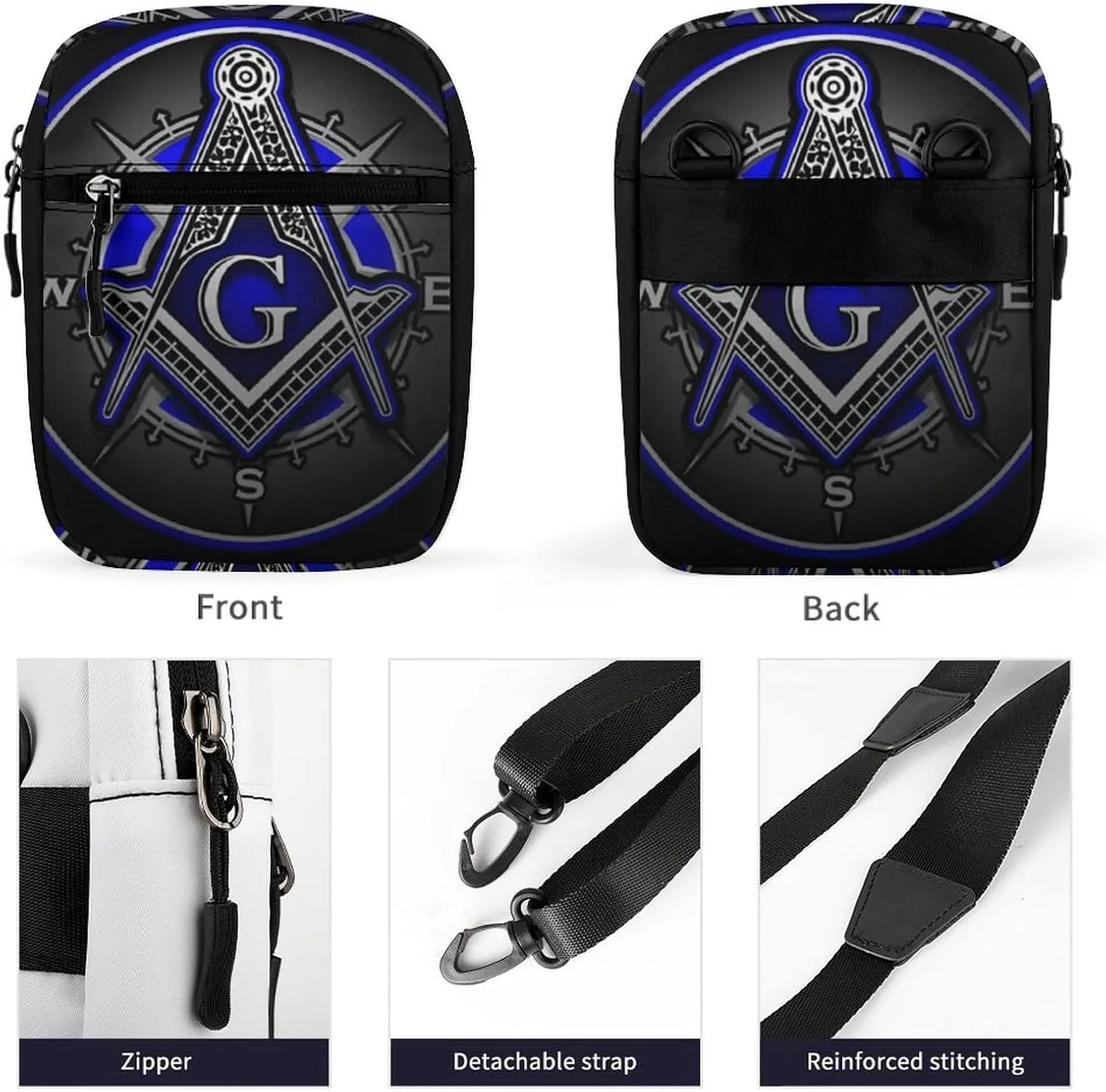 Charitable Freemason Logo Art Crossbody Bag Small Shoulder Bag Waterproof, Lightweight And Convenient