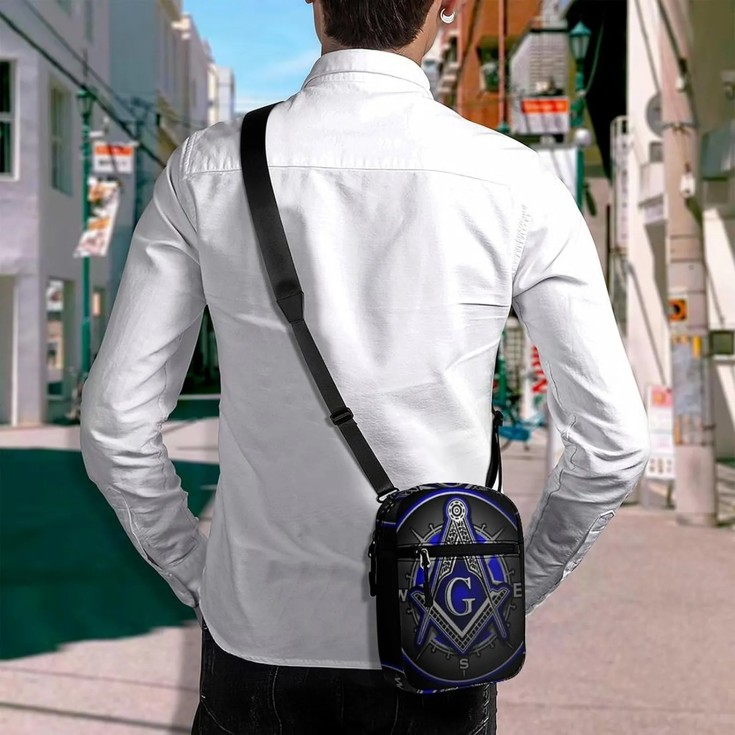 Charitable Freemason Logo Art Crossbody Bag Small Shoulder Bag Waterproof, Lightweight And Convenient