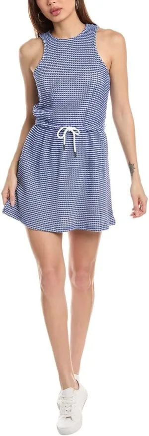 CHASER Womens Two-Toned Waffle Delray Mini Dress, S, Blue