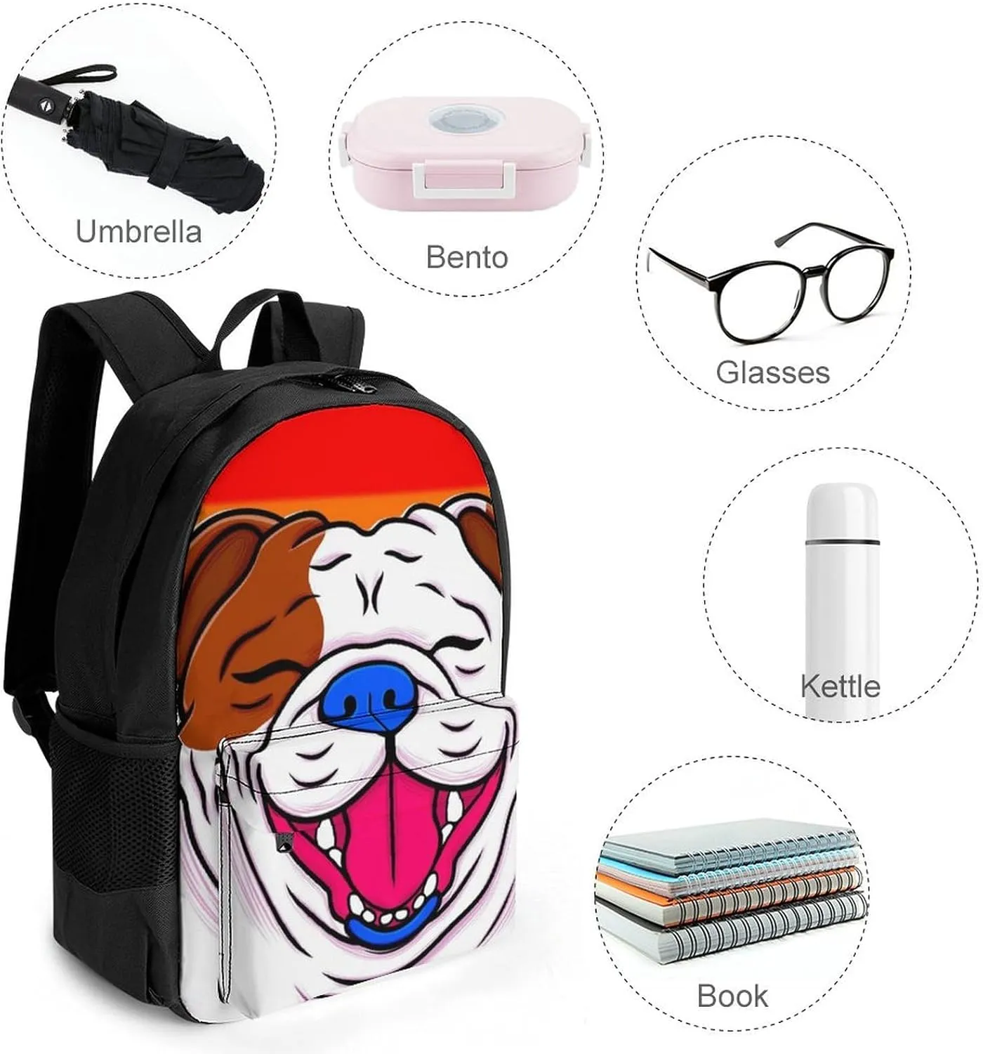 Checkerboard Pitbull Dog Smile Art Rucksacks Polyester Anti-Theft Multipurpose Carry On Bag Large Capacity Gym Outdoor Hiking Backpack With Smooth Zippers