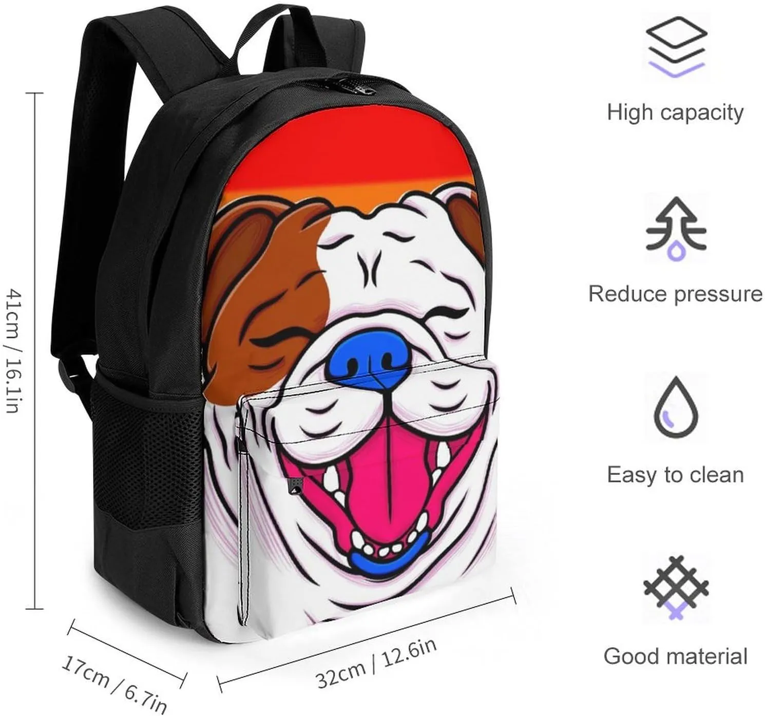 Checkerboard Pitbull Dog Smile Art Rucksacks Polyester Anti-Theft Multipurpose Carry On Bag Large Capacity Gym Outdoor Hiking Backpack With Smooth Zippers