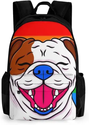 Checkerboard Pitbull Dog Smile Art Rucksacks Polyester Anti-Theft Multipurpose Carry On Bag Large Capacity Gym Outdoor Hiking Backpack With Smooth Zippers