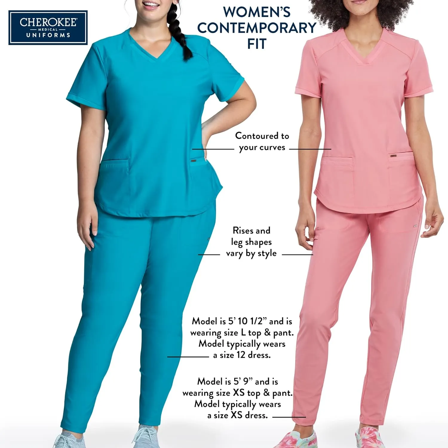 Cherokee Women's Medical Scrub Top Iflex V-Neck Knit Panel Top CK605