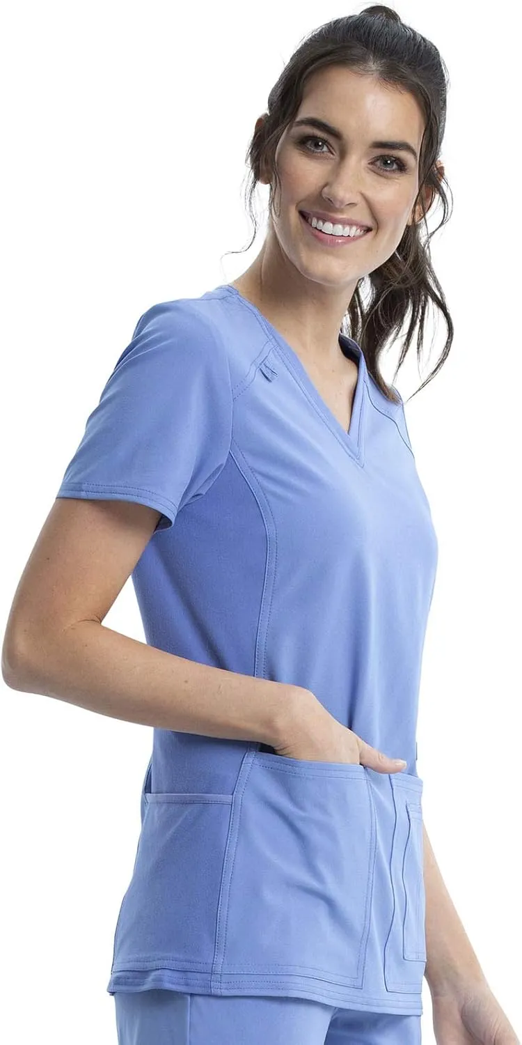 Cherokee Women's Medical Scrub Top Iflex V-Neck Knit Panel Top CK605