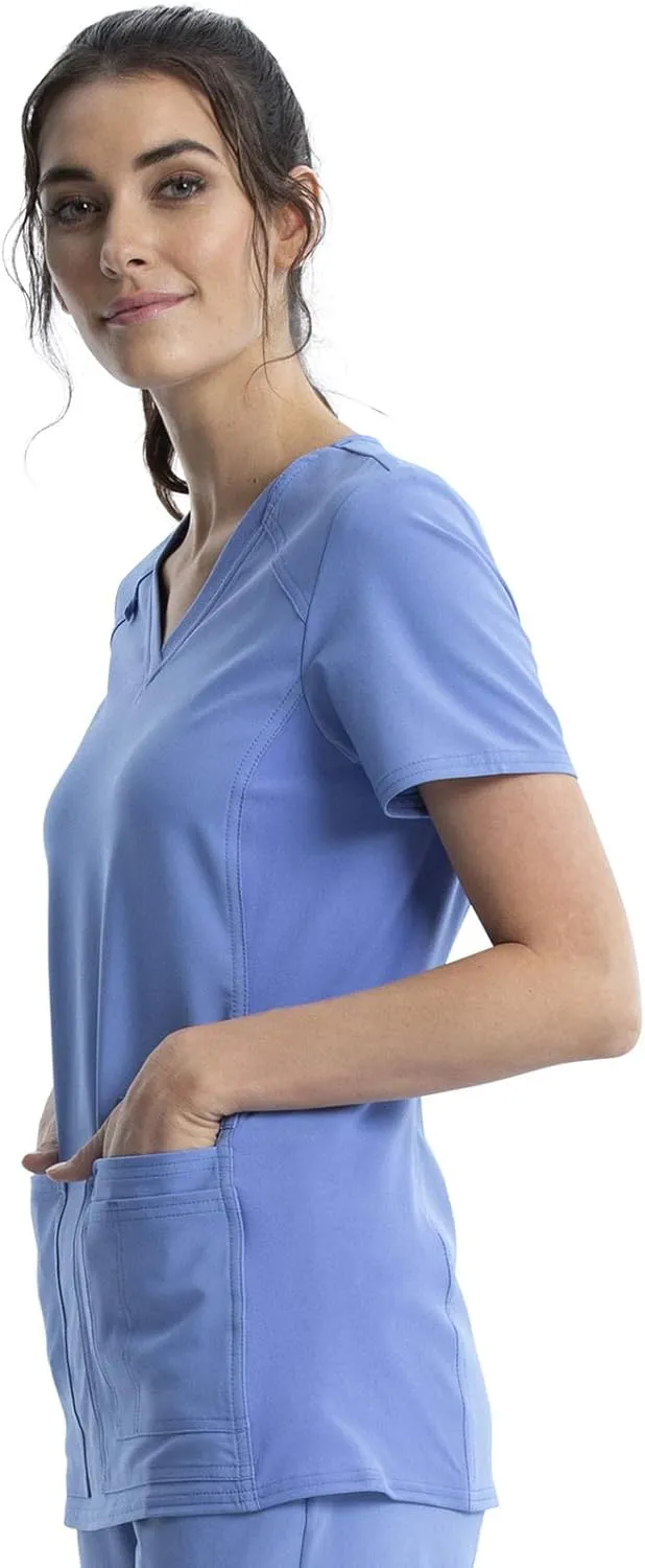 Cherokee Women's Medical Scrub Top Iflex V-Neck Knit Panel Top CK605
