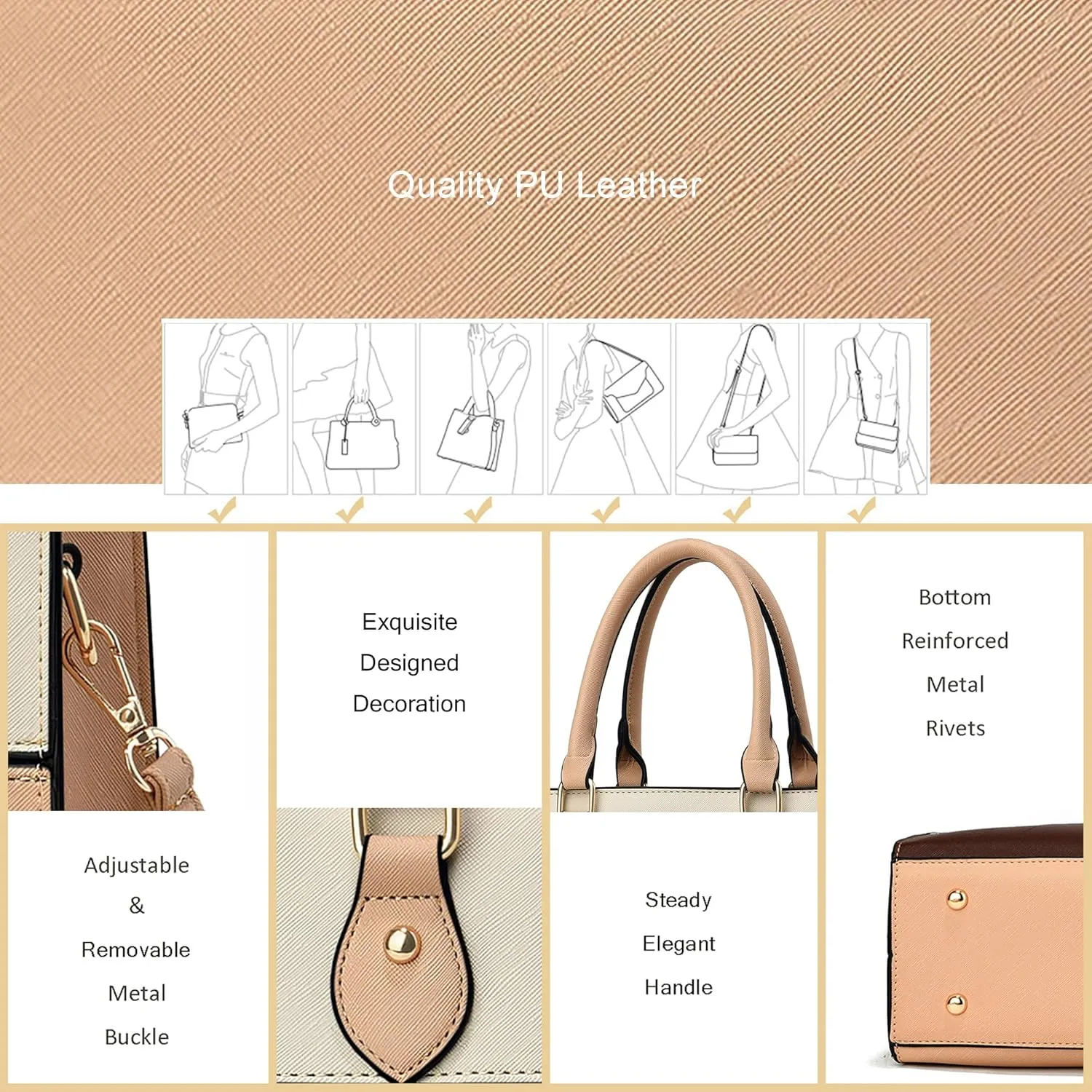 CHICAROUSAL Crossbody Purses and Handbags for Women PU Leather Tote Top Handle Satchel Shoulder Bags