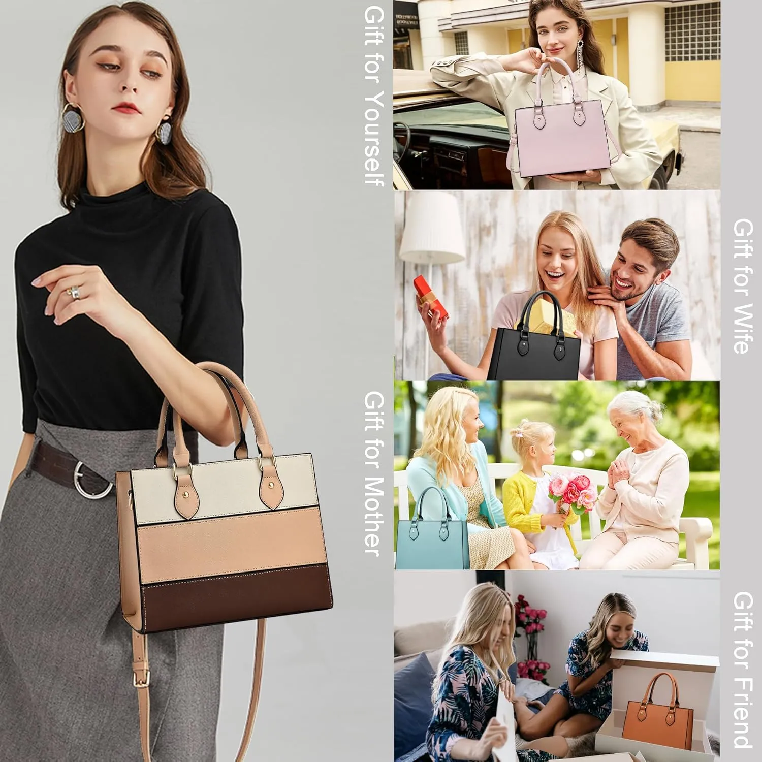 CHICAROUSAL Crossbody Purses and Handbags for Women PU Leather Tote Top Handle Satchel Shoulder Bags