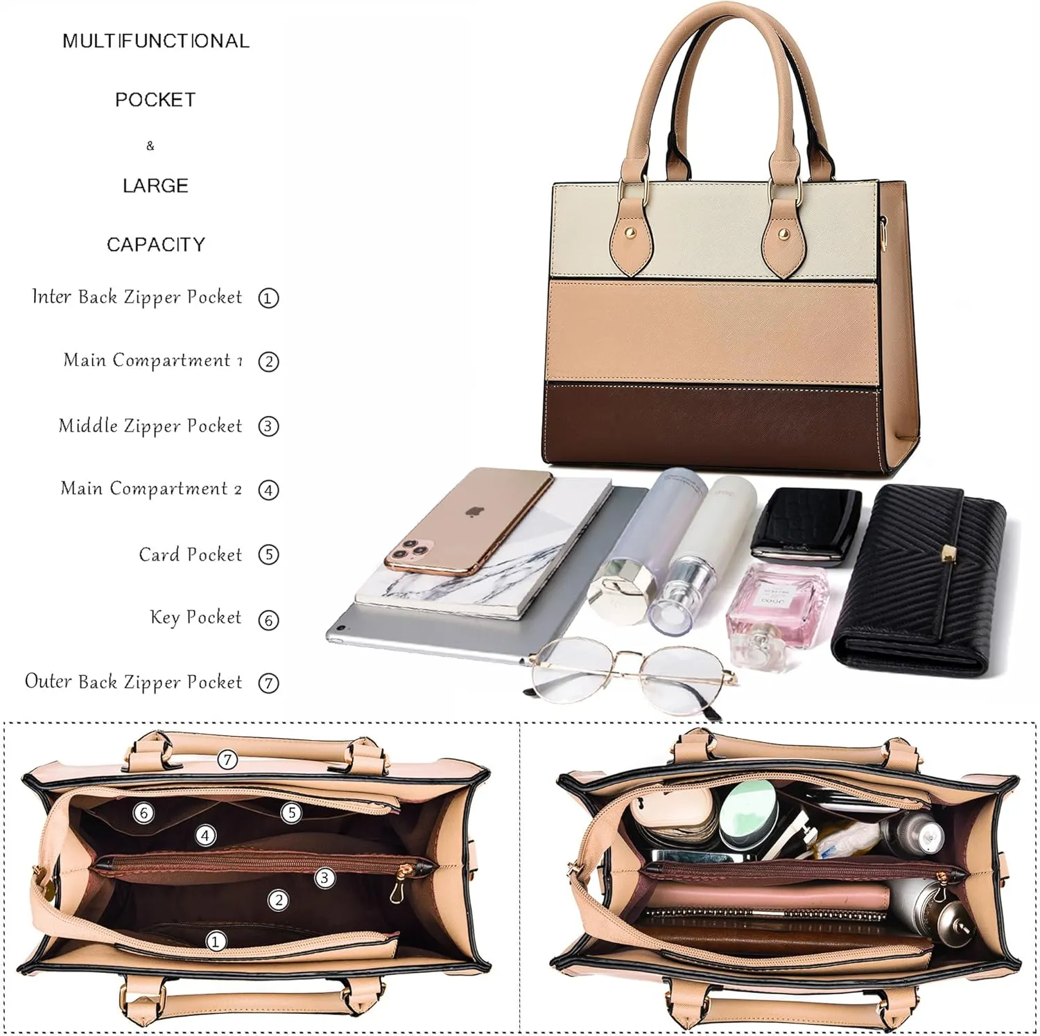 CHICAROUSAL Crossbody Purses and Handbags for Women PU Leather Tote Top Handle Satchel Shoulder Bags