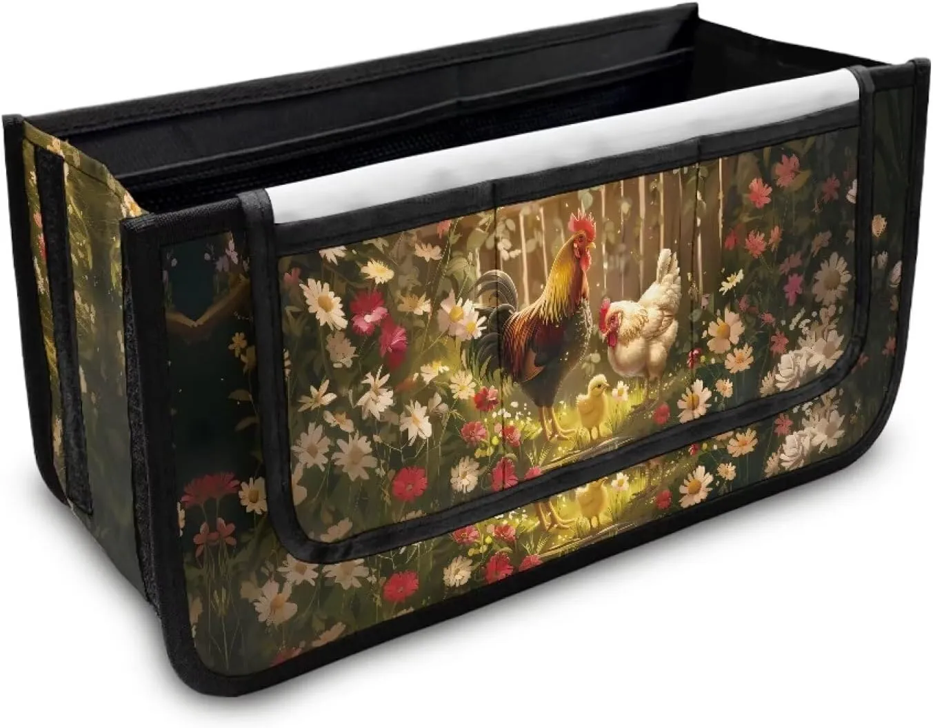 Chicken Rooster Rollator Bag Tote Organizer for Universal Walkers Walker Bag Mobility Aid Accessory Pouch for Seniors in Assisted Living