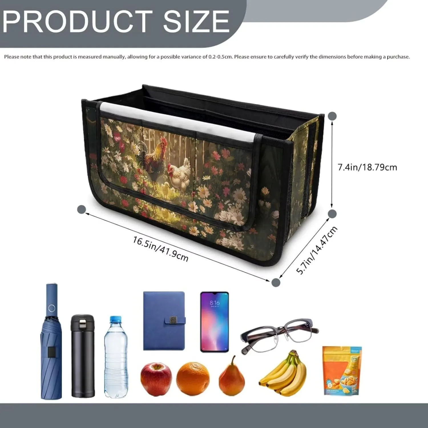 Chicken Rooster Rollator Bag Tote Organizer for Universal Walkers Walker Bag Mobility Aid Accessory Pouch for Seniors in Assisted Living