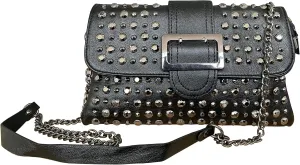 Chikencall Womens Punk Skull Print Crossbody Bag PU Leather Gothic Skull Shoulder Bag Purse with Chain