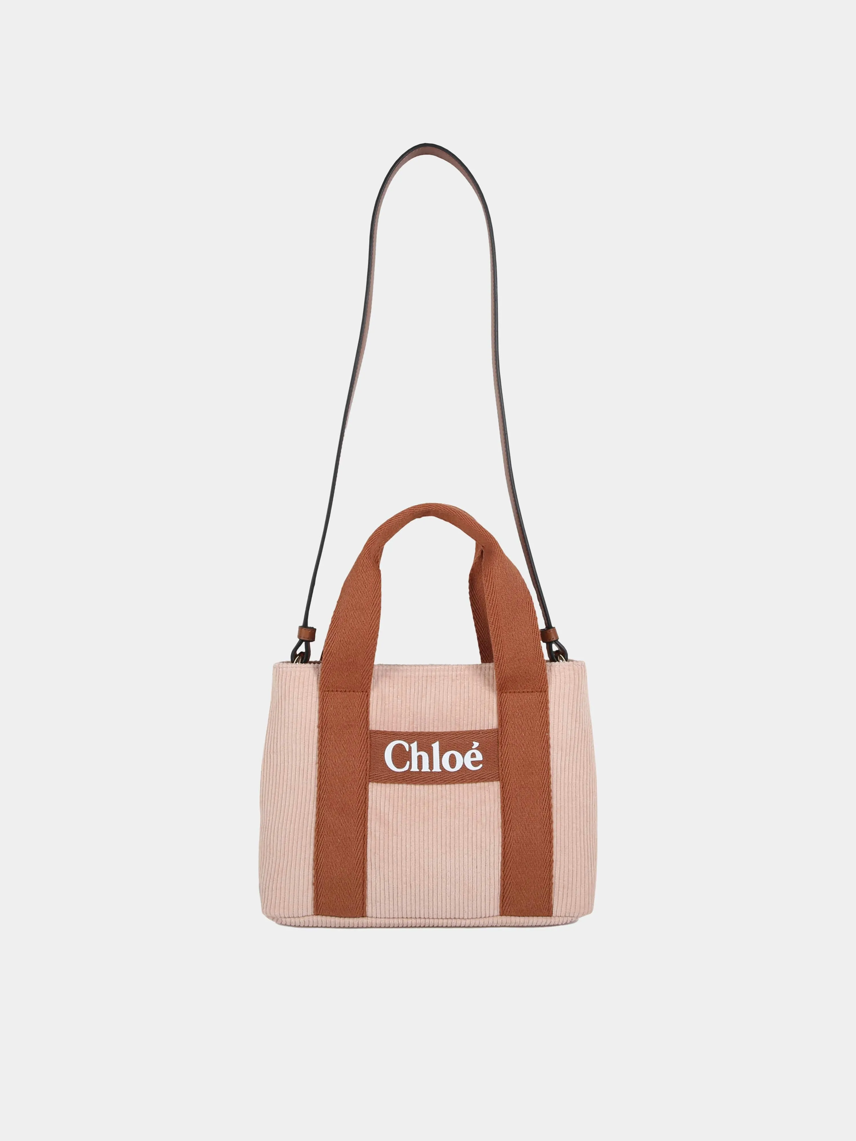 Chloé Girls Corduroy Shoulder Bag in Pink (25cm)