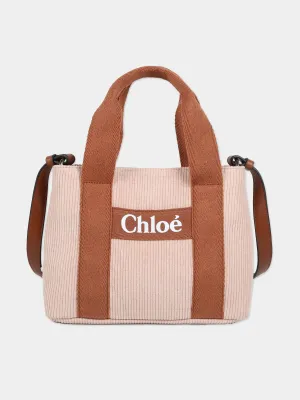 Chloé Girls Corduroy Shoulder Bag in Pink (25cm)