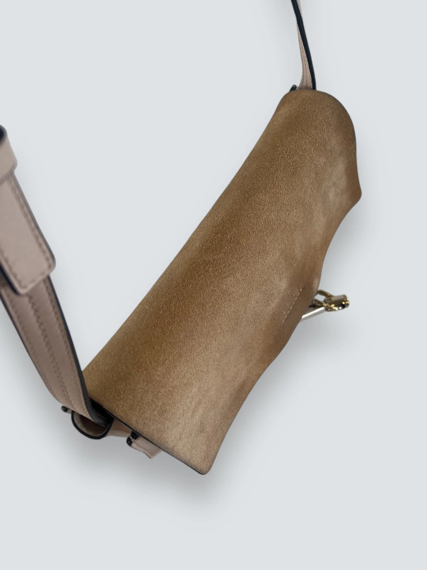 Chloe Pink Leather & Tan Suede Faye Crossbody