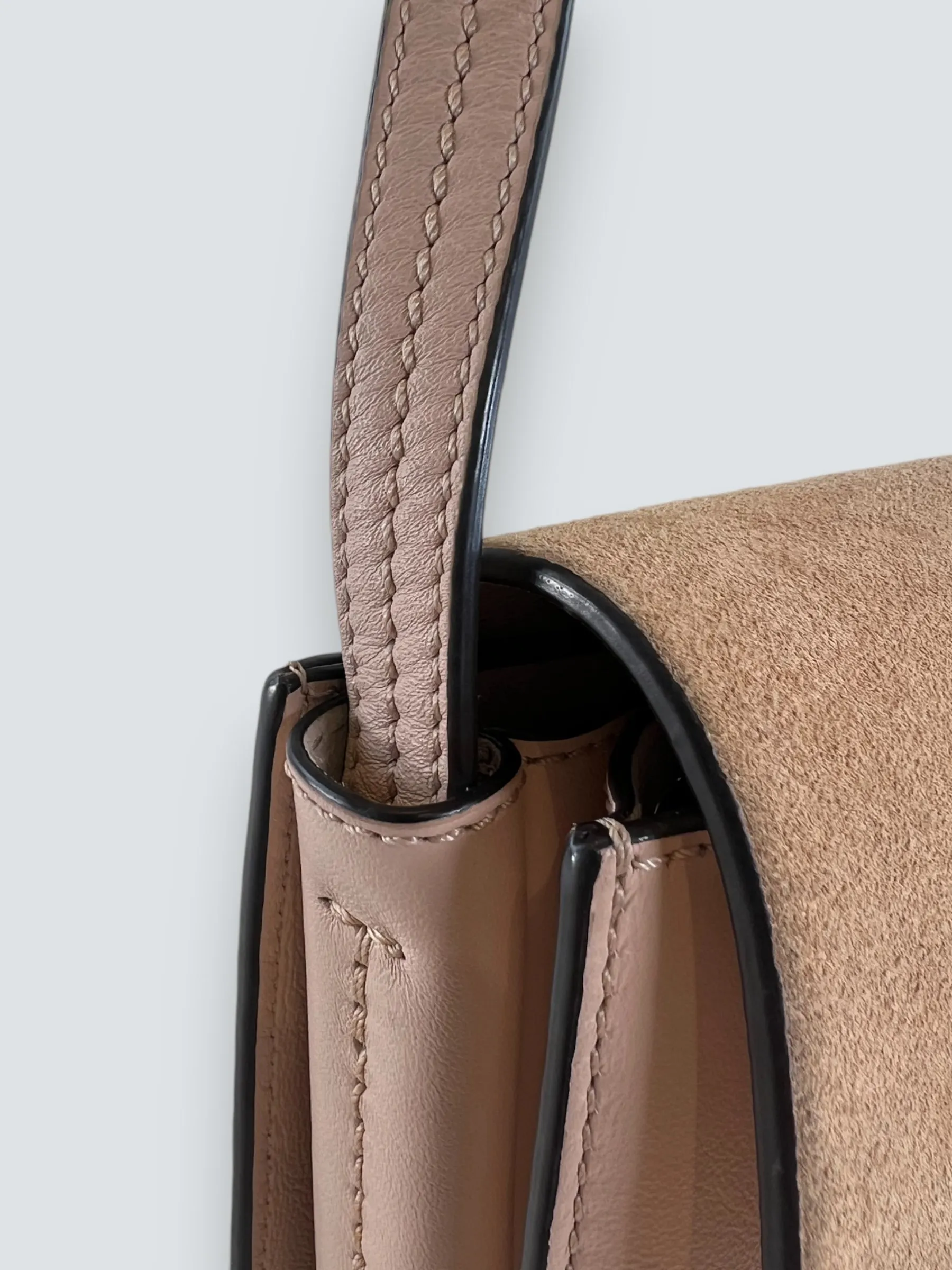 Chloe Pink Leather & Tan Suede Faye Crossbody