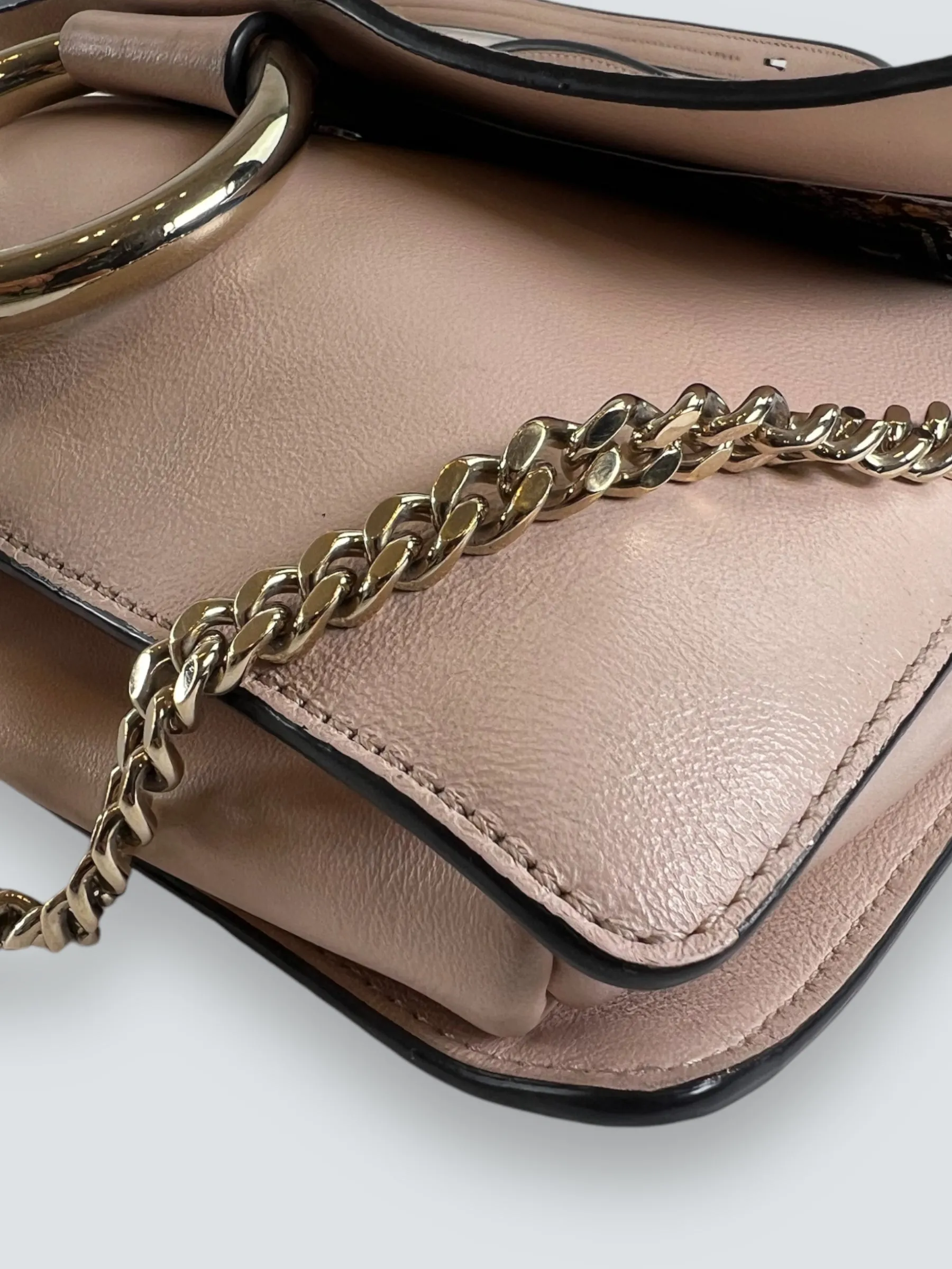 Chloe Pink Leather & Tan Suede Faye Crossbody