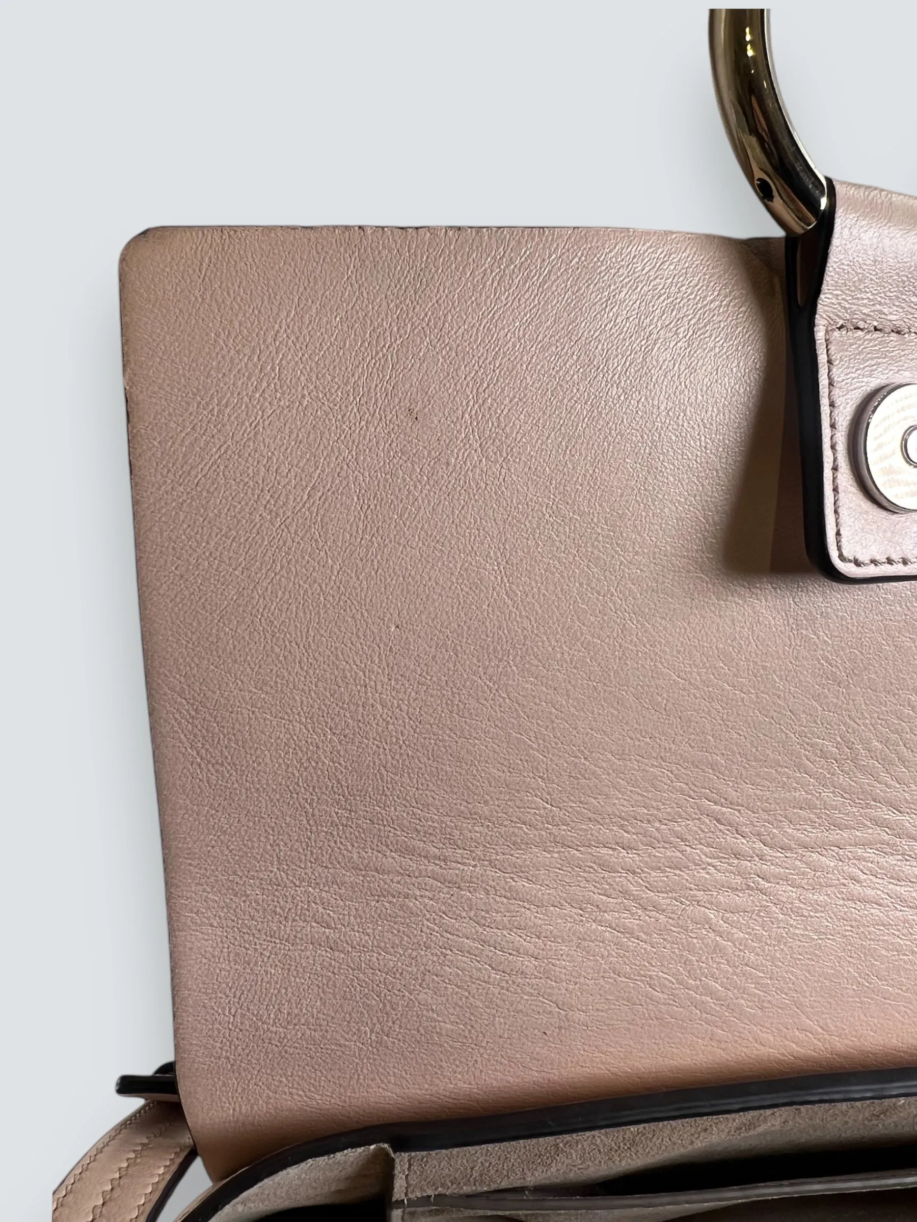 Chloe Pink Leather & Tan Suede Faye Crossbody