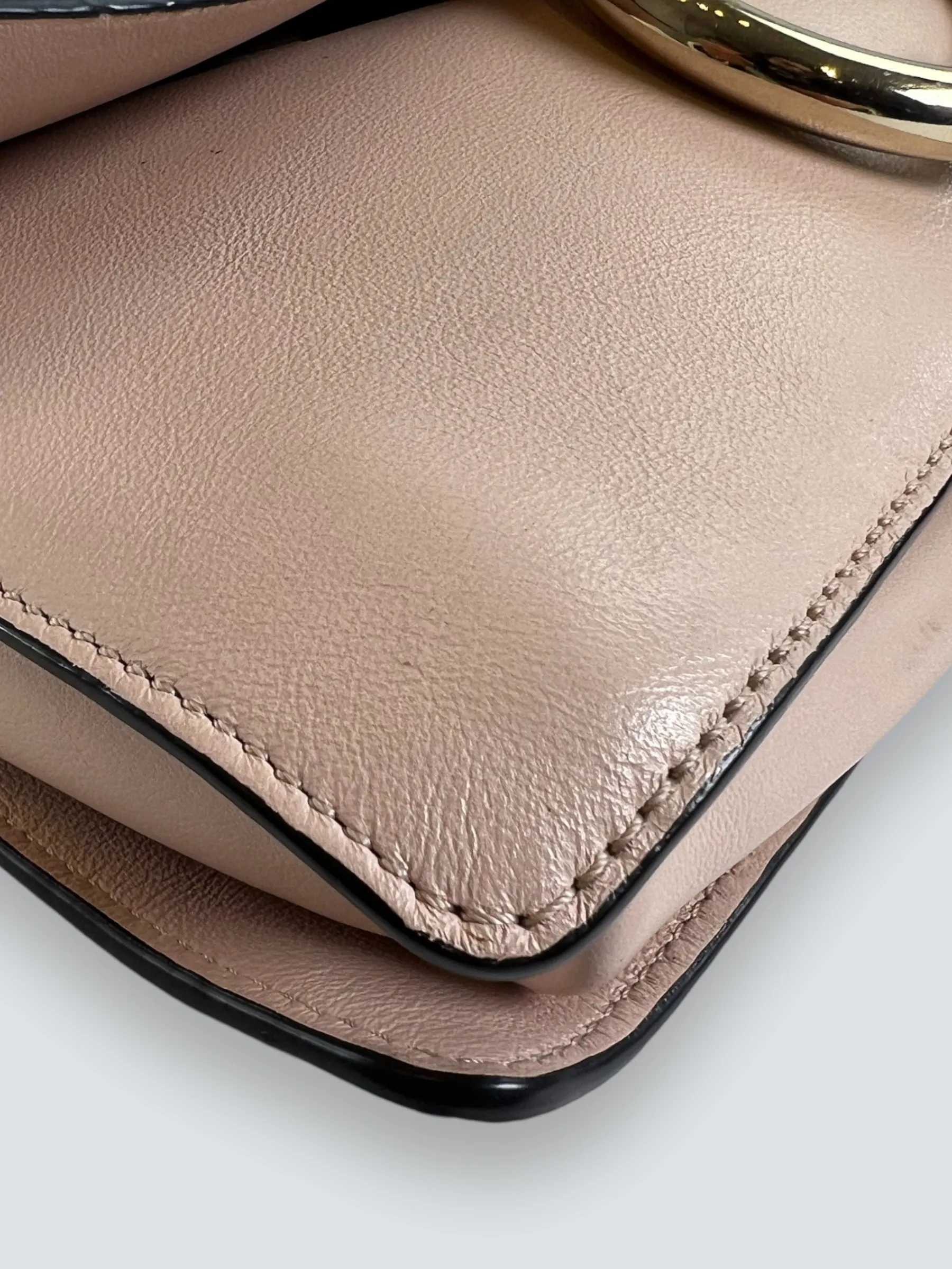 Chloe Pink Leather & Tan Suede Faye Crossbody