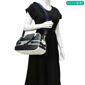 CHRISTIAN DIOR Vibe Zip Bowling Medium Leather Shoulder Bag Navy Blue
