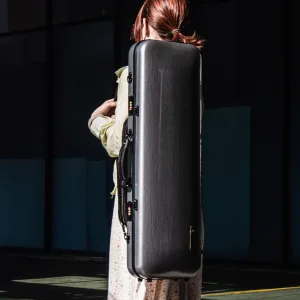 Christina violin case 4/4 Full Size Violin case High-Strength Carbon Fiber Rectangular Violin Music Bag With Combination Lock and Extra Bag Gray Violin Hard Case (VB-Square-SilveryGray spot)
